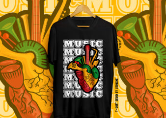 MUSIC HEART, Music, Music Instruments, Music Illustration, Music Typography, Heart, Music Lover, Music Vectors, Music Heart Vector, Sound, Singers, Music T-Shirt design