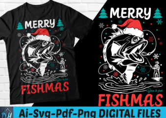 Marry fishmas t-shirt design, Marry fishmas SVG, Fishmas shirt, Christmas tshirt, Funny Fishmas tshirt, Fishmas sweatshirts & hoodies