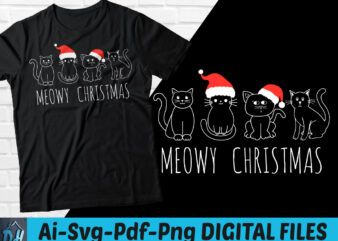 Meowy christmas t-shirt design, Meowy christmas SVG, Christmas Cat shirt, Cat tshirt, Funny cat tshirt, Christmas cat sweatshirts & hoodies