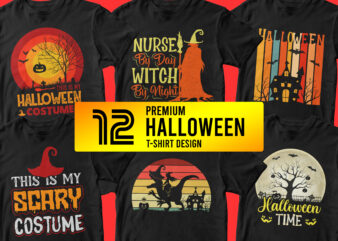 12 Premium and Best selling Halloween-shirt Design Bundle