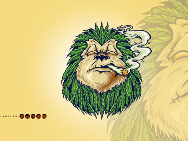 Monkey weed smoke leaf marijuana mascot t shirt designs for sale