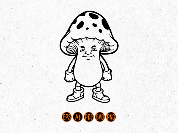 Mushroom cartoon character silhouette t shirt designs for sale