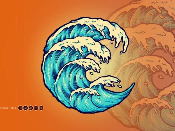 Ocean wave beach object template t shirt design online