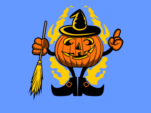 Pumpkin witch t shirt illustration