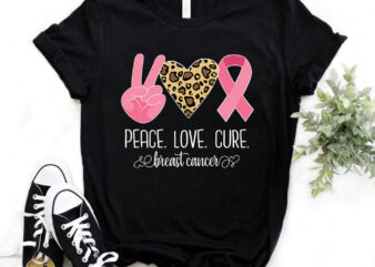 Peace, Love, Cure, Breast Cancer, t-shirt design