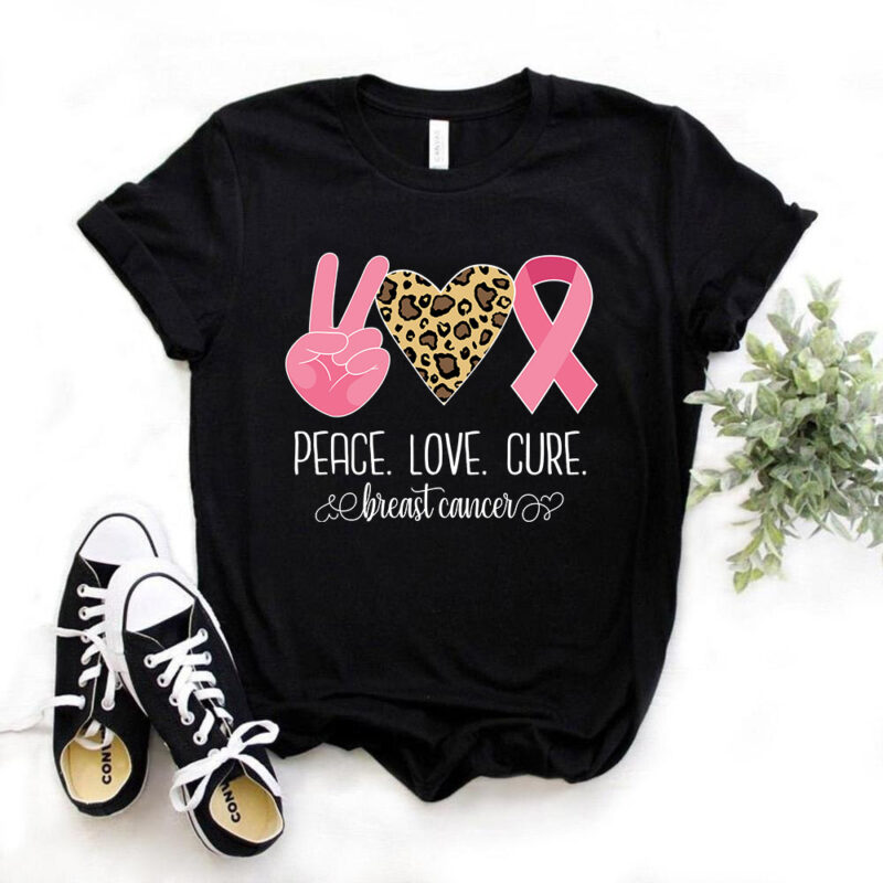 Peace, Love, Cure, Breast Cancer, t-shirt design