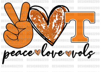 Peace Love Tennessee, Peace Love Vols, Peace Symbol, Peace Sign, Png Sublimation Print