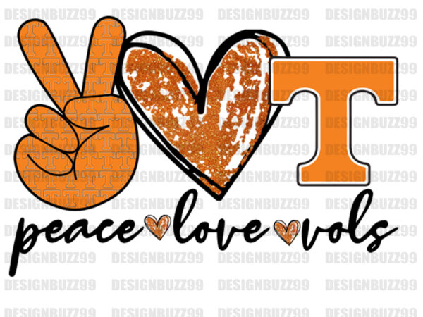 Peace love tennessee, peace love vols, peace symbol, peace sign, png sublimation print t shirt illustration