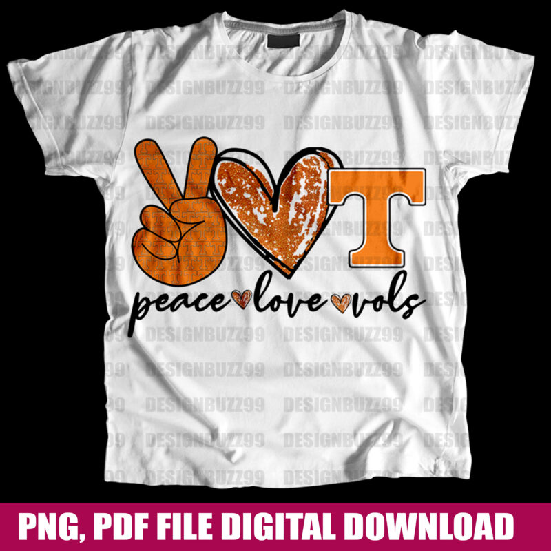 Peace Love Tennessee, Peace Love Vols, Peace Symbol, Peace Sign, Png Sublimation Print