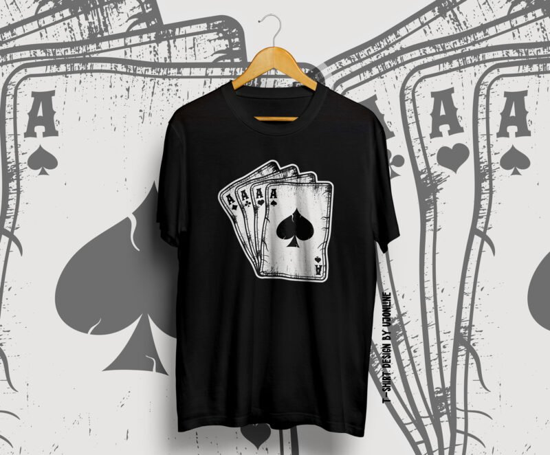 Play cards, Play cards vector, Poker, poker t-shirt design vintage