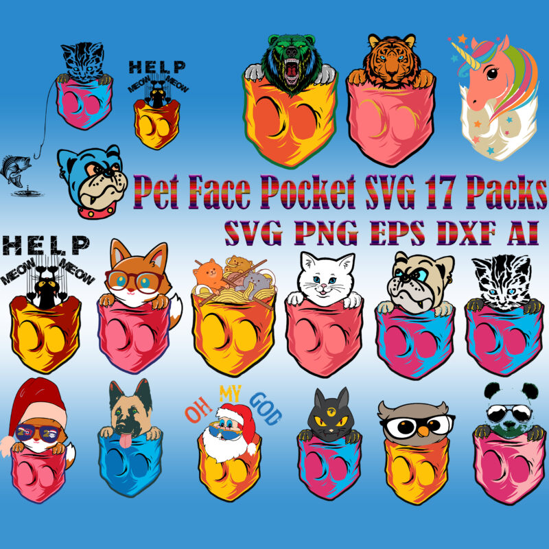 Pet face pocket Svg 17 Packs, Pet Face Pocket Bundle, Bundle Pet Face Pocket, Pocket Svg, Pocket Bundle, Bundle Pocket, Pocket SVG bundle, Ultimate pockets bundle t shirt vector graphic,