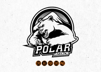 Polar Bear Cartoon Badge Silhouette