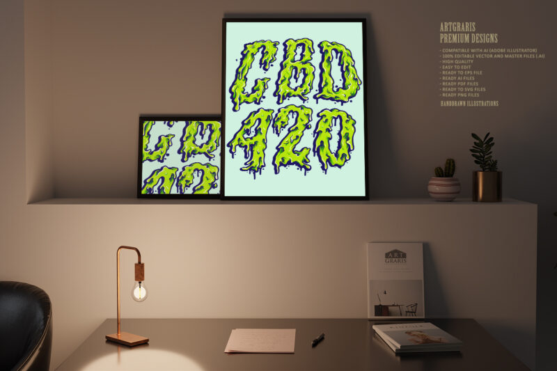 CBD Oil 420 Weed Lettering Melt Font