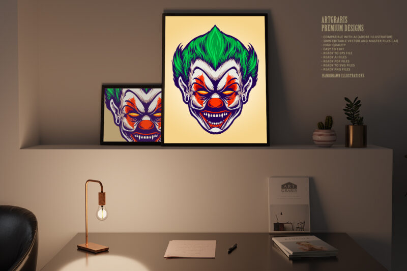 Head Angry Joker Clown Illustrations