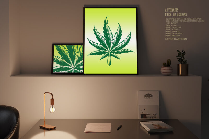 Kush Leaf Simple Logo Illustrations