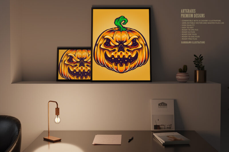 Halloween Pumpkin Creepy Smile Mascot