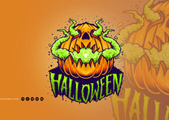 Pumpkin Smoke Halloween Spooky Illustration t shirt illustration