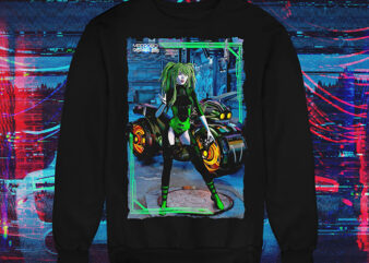 Radioactive Biker Girl t shirt design online