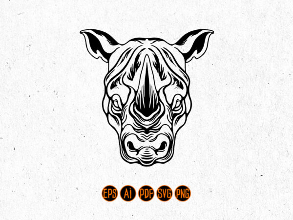 Rhino head silhouette coloring book t shirt design online