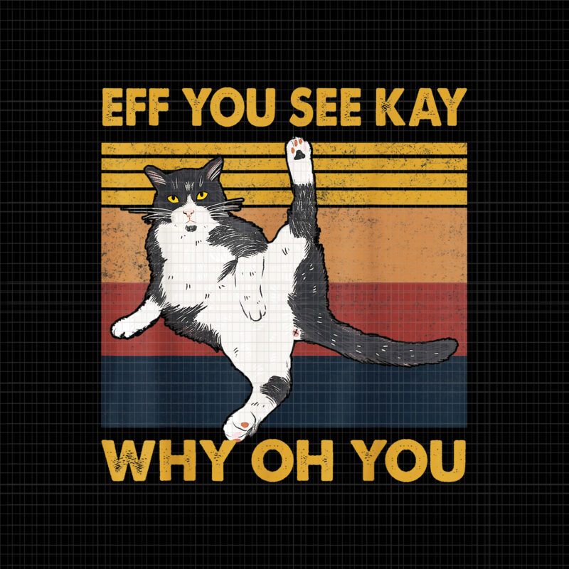 Eff You See Kay Why Oh You Png, Funny Vintage Cat Png, Cat Png, Cat Vintage Png, Funny Cat
