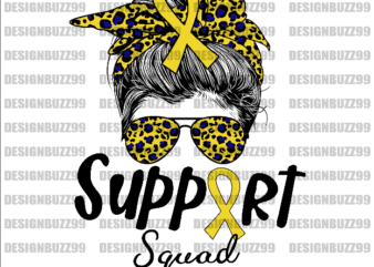 Support Squad Childhood Cancer Png, Messy Bun Shirt, Childhood Cancer Awareness Shirt, Gold Ribbon, Cancer Survivor Shirt, Fight Against Cancer