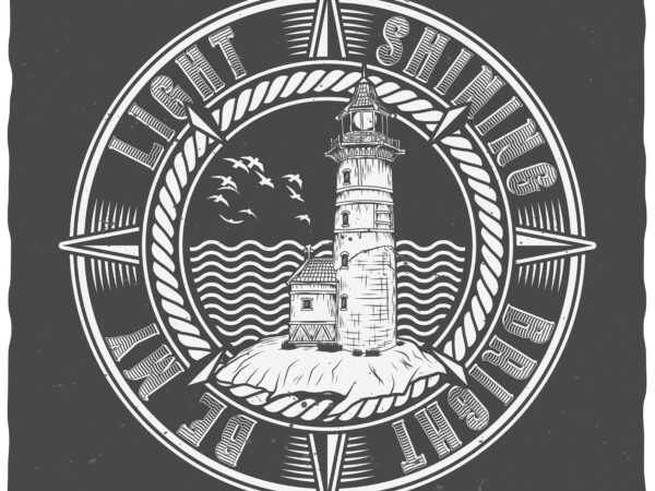 Lighthouse. editable t-shirt design.