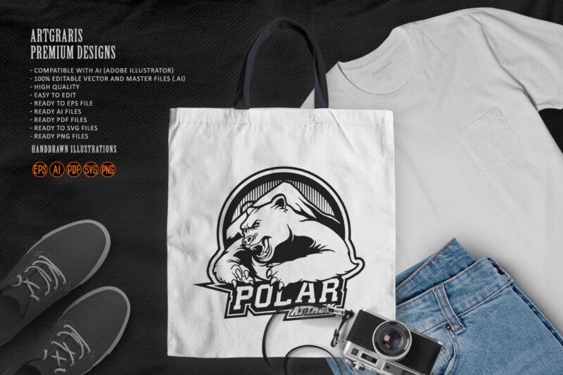 Polar Bear Cartoon Badge Silhouette