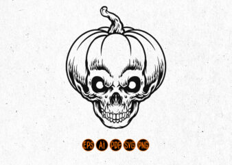 Skull Pumpkin Jack o Lantern Halloween Silhouette