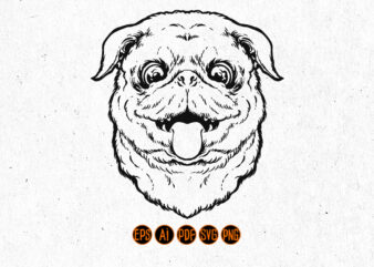 Cute Pug Face Silhouette t shirt vector file