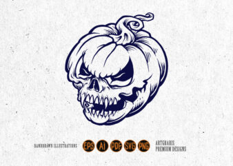 Skull Pumpkin Halloween Silhouette t shirt template vector