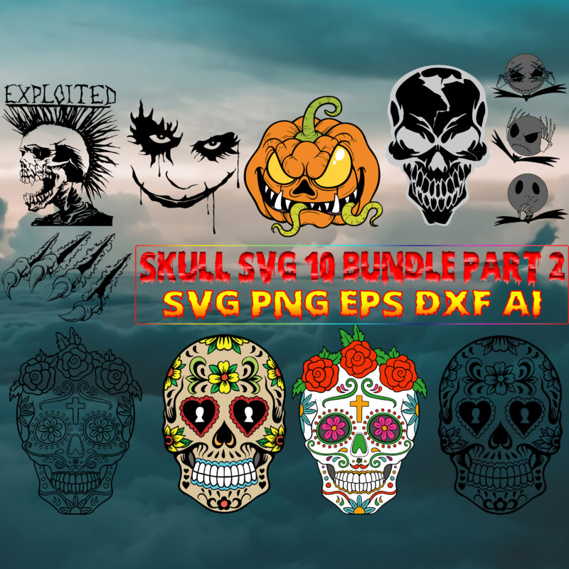 Skull SVG 40 Bundle Part 10, Bundle Skull, Skull SVG Bundles, Bundles Skull, Skull Bundle, Halloween Bundles, Bundle Halloween, Sugar Skull Bundle, Calavera Skull Svg, Halloween Svg, Day of the