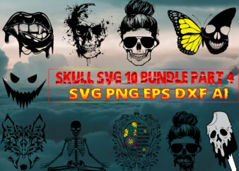 Skull SVG 10 Bundle Part 4, Bundle Skull, Bundles Skull, Skull Bundle, Sugar Skull Bundle, Calavera Svg, Day of the dead Svg, halloween, Mandala Skull, Mexican Skull vector, Skull logo,