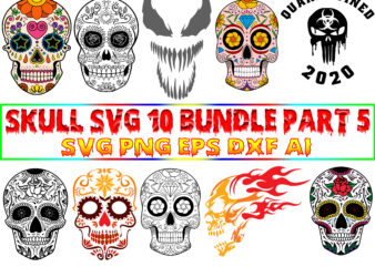 Skull SVG 10 Bundle Part 5, Bundle Skull, Bundles Skull, Skull Bundle, Sugar Skull Bundle, Calavera Svg, Day of the dead Svg, halloween, Fire Skull Svg, Mandala Skull, Mexican Skull