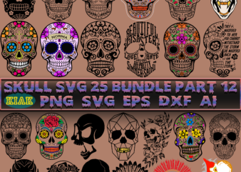 Skull SVG 25 Bundle Part 12, Skull SVG Bundle, Bundle Skull SVG, Bundle Halloween, Bundles Skull, Skull Bundle, Sugar Skull Bundle, Halloween Bundle, Calavera Skull Svg, Halloween Svg, Day of