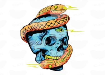 Snake Skull t shirt template vector
