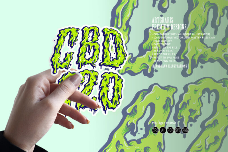 CBD Oil 420 Weed Lettering Melt Font