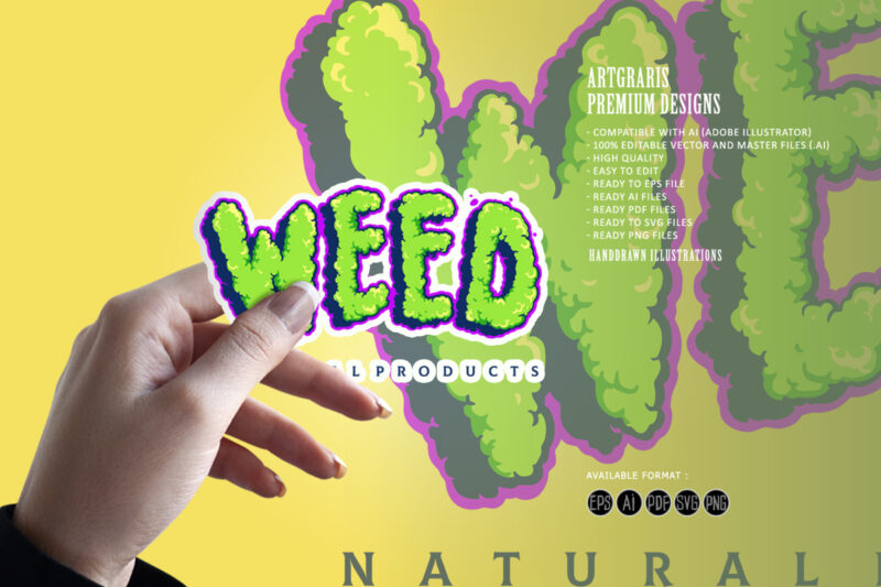 Weed Typeface Cloud Smoke Illustrations