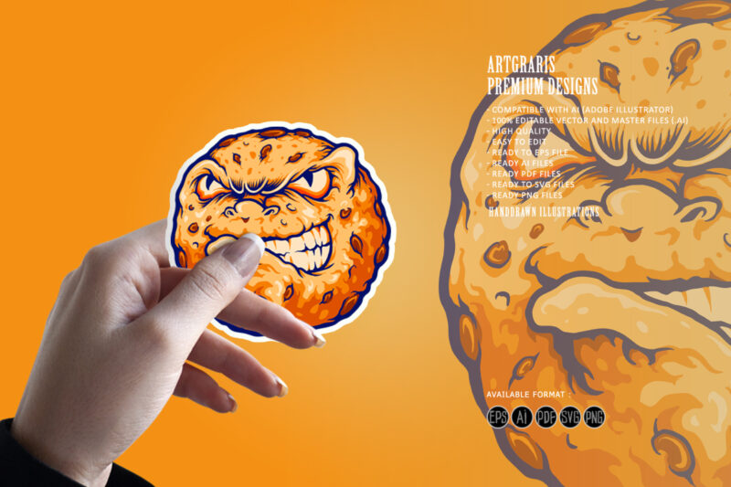 Biscuit Chocolate Logo Angry Cookies Mascot