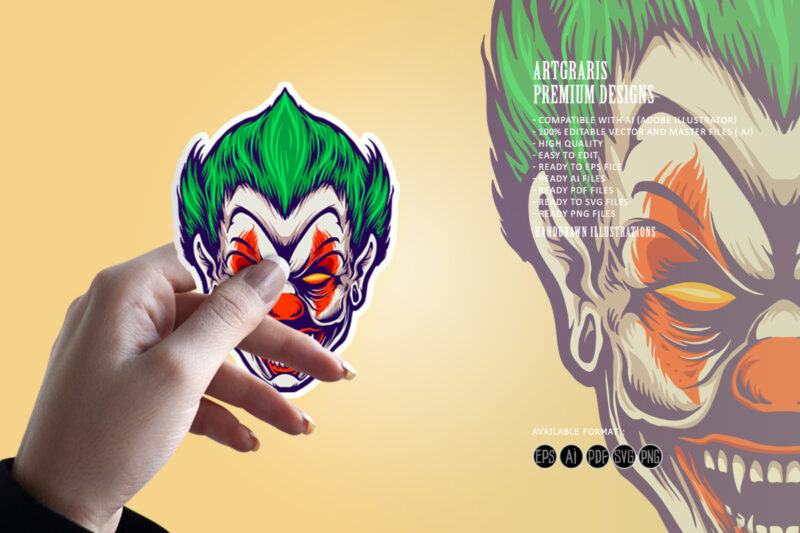 Head Angry Joker Clown Illustrations