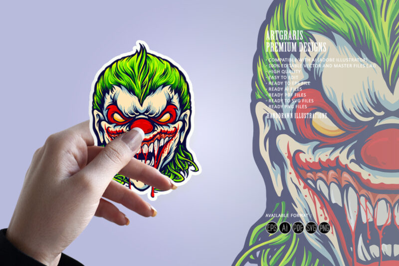 Evil Angry Joker Blood Vampire Illustrations