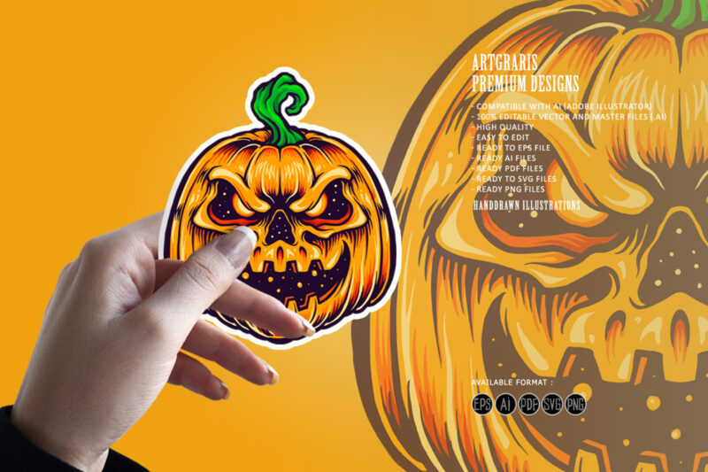 Halloween Pumpkin Creepy Smile Mascot