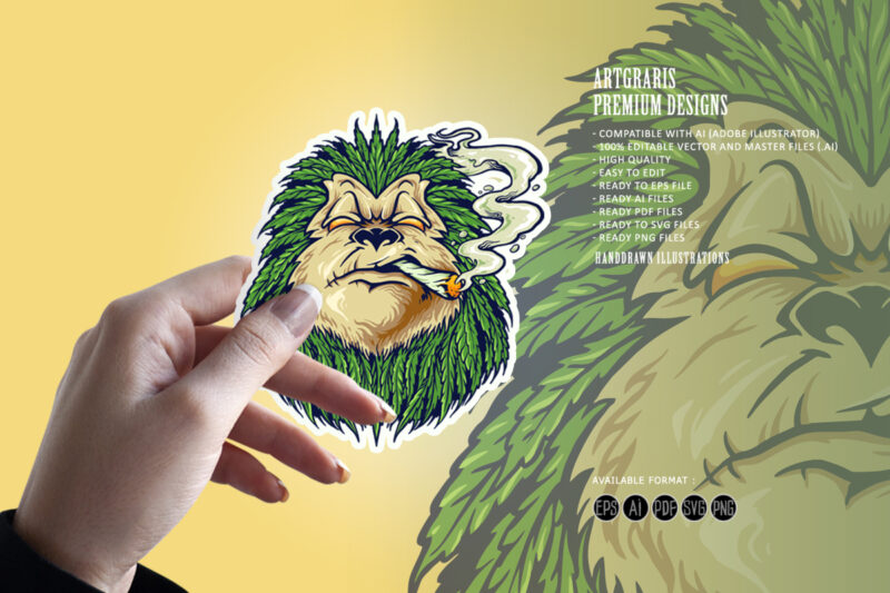 Monkey Weed Smoke Leaf Marijuana Mascot