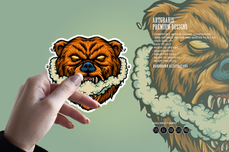 Bear Smoking Vape Grizzly Illustrations