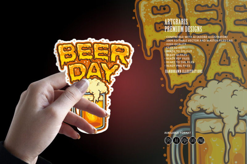 Happy Beer Day Glass Mascot Illustrations
