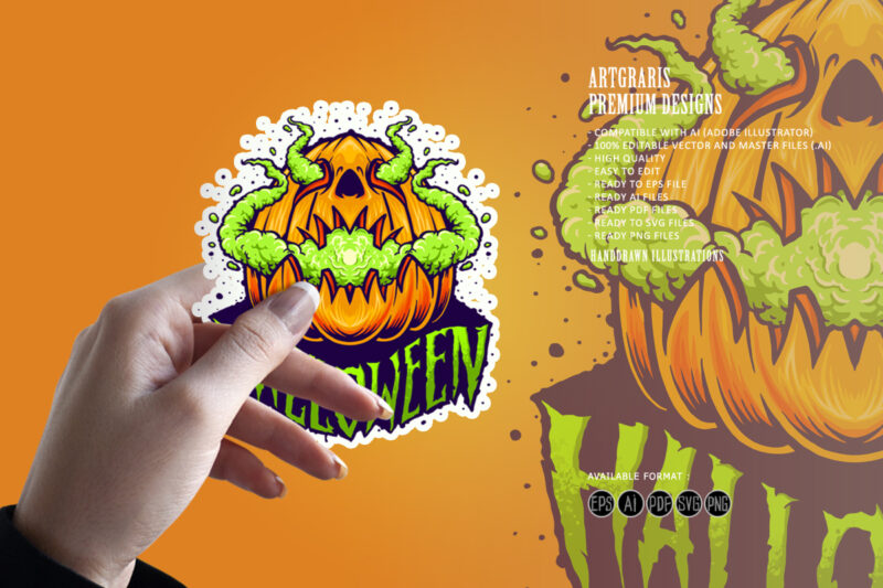 Pumpkin Smoke Halloween Spooky Illustration