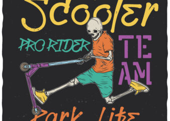 Scooter Pro Rider. Editable t-shirt design.