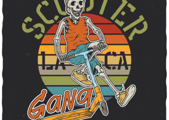 Scooter Gang. Editable t-shirt design.