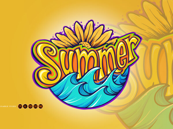 Summer typeface modern tropical t shirt template vector