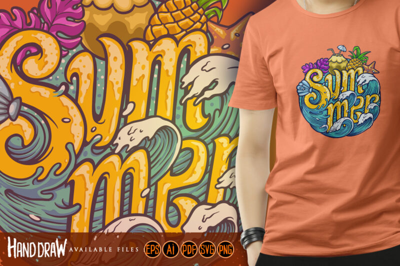 Summer Wave Typeface Tropical Design - Buy t-shirt designs