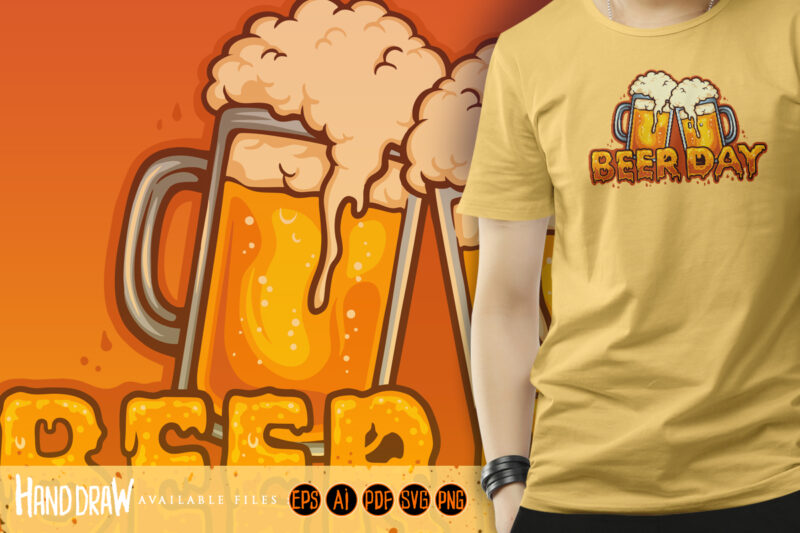 Beer Day Typeface Joint Two Glass Alcohol
